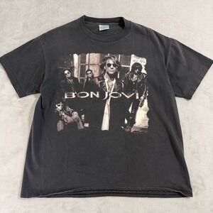 Vintage 1992 Single Stitch Bon Jovi Shirt XL New Years Eve Brockum Tee Black
